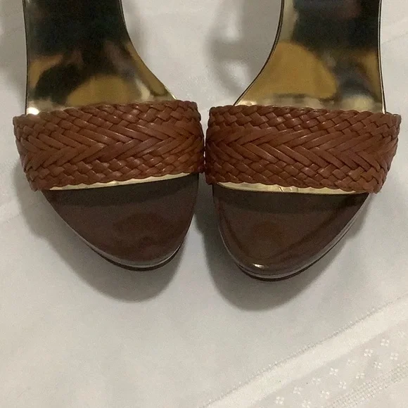 NEW Michael Kors High Heel Shoes - Camel Braided leather - Picture 7 of 10